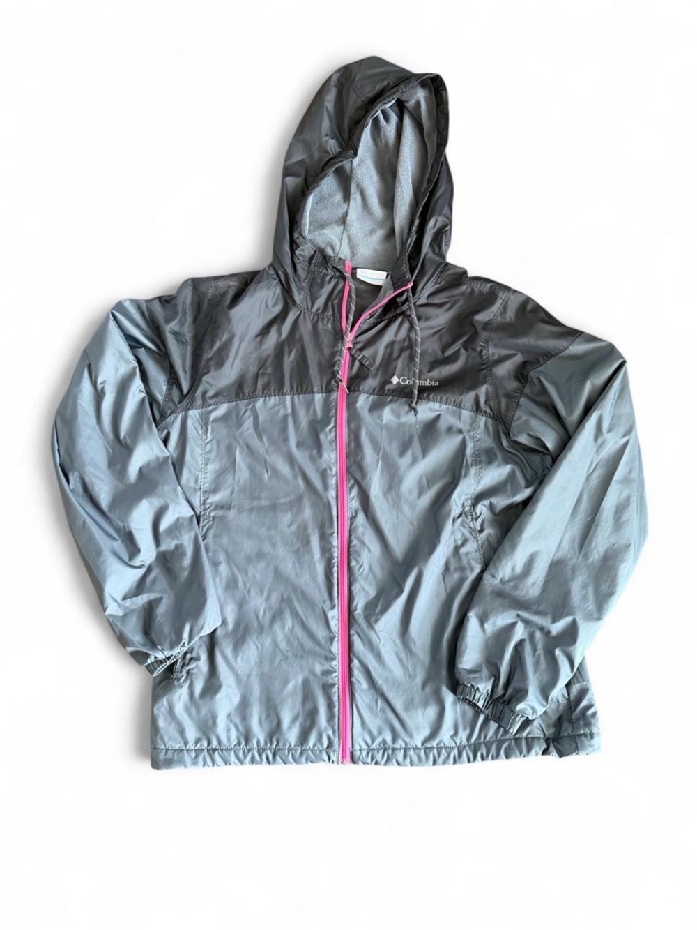 Columbia women’s Gray Hooded Windbreaker Jacket fleece lined